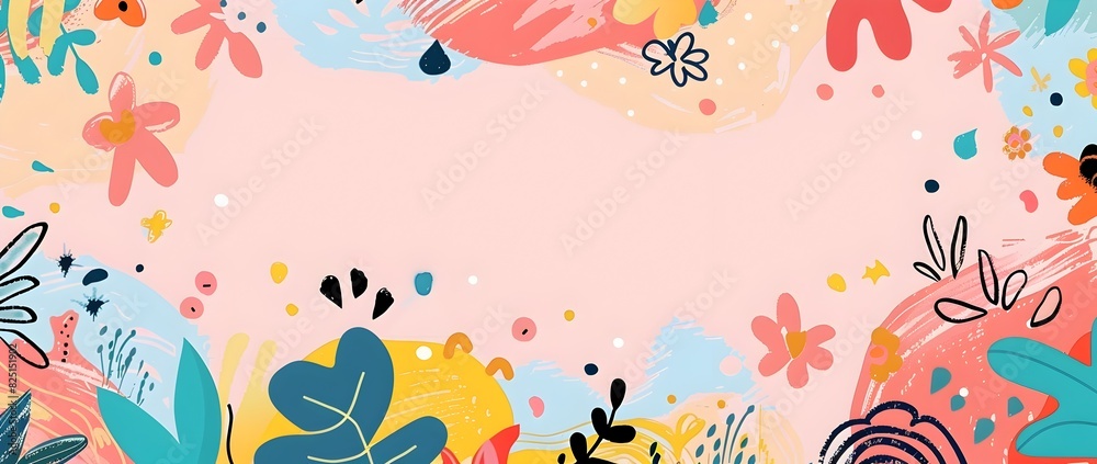 Playful Doodle Page Border Design with Blank Space for Children s Day Background