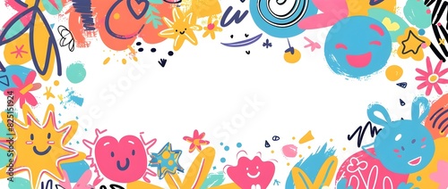 Playful Doodle Children s Day Background with Blank Space for Message