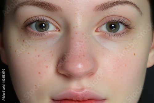 Hormonal acne transformation before after photos of woman with skin issue, clear retouched skin