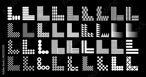 Modern abstract memphis letter L logo design set