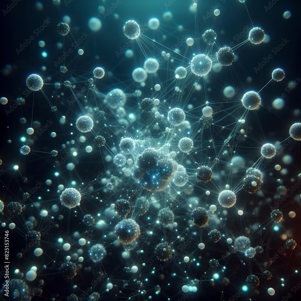 A complex molecular structure made of glowing neon atoms connected by fine strands, floating in a dark space ver 3. A complex molecular structure made of glowing neon atoms connected by fine strands, floating in a dark space ver 3.