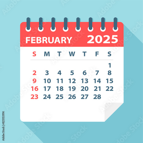 February 2025 Calendar Leaf - Vector Illustration