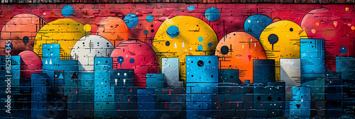 urban printable graffiti masterpiece of a colorful abstract cityscape suited for adorning the walls of a contemporary art gallery showcasing the vibrancy and creativity of urban art
