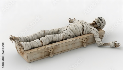 Halloween 3D cartoon mummy in the coffin full body horror cartoon