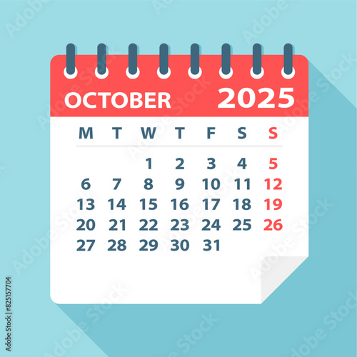 October 2025 Calendar Leaf - Vector Illustration