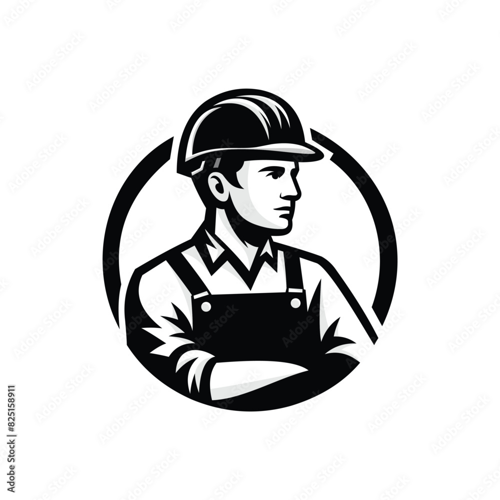 Obraz premium worker with helmet vector illustration