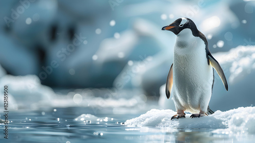 Polar Meltdown  Stunning High Resolution Image of Penguin on Shrinking Ice  Reflecting Impact of High Carbon Emissions and Global Warming on Arctic Regions   Photo Realistic Concep