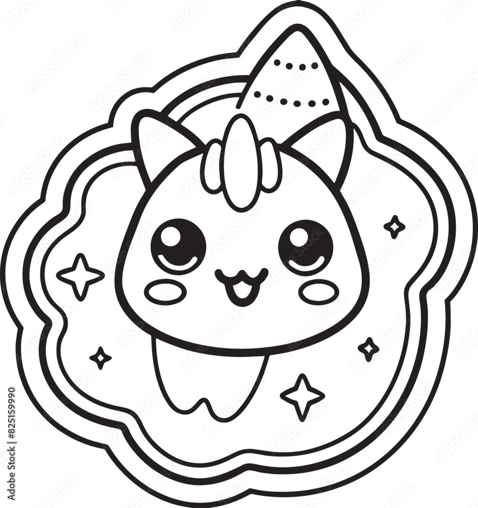 Cute sticker illustration black and white Cute sticker illustration black and white