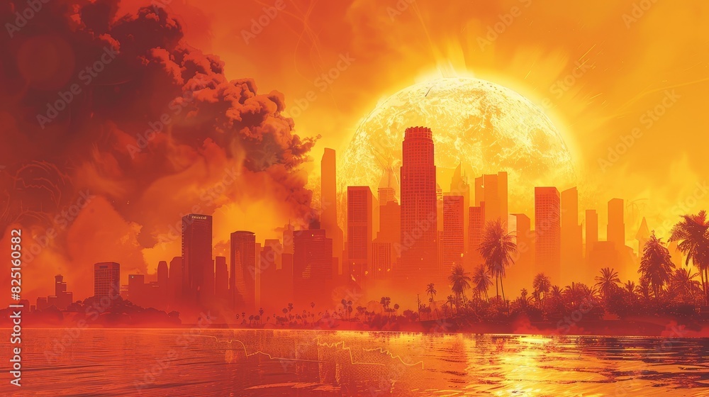 Illustrate the global heatwave crisis with compelling