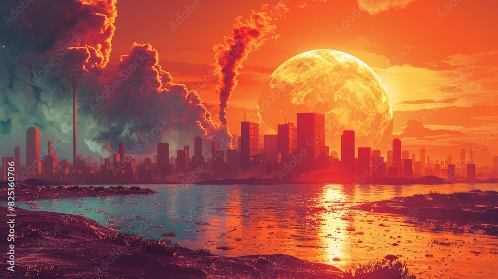Illustrate the global heatwave crisis with compelling