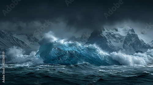 Iceberg in the artic sea  arctic landscape and seascape - fictional Antarctica scene