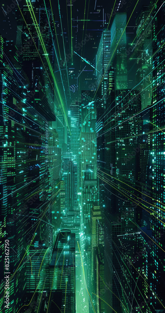 Obraz premium Green structure abstract technology background,generative ai