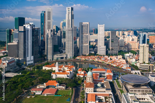 Canvas Print High level view of the downtown district of the city of Singapore