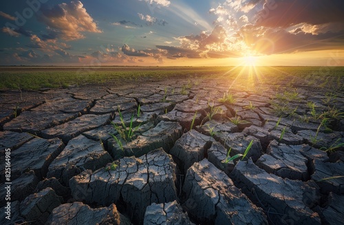 Cracked and Fissured Lands - Parched and Barren Landscapes Shaped by Climate Change and Environmental Degradation  photo