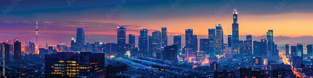 Night of the Metropolitan City downtown cityscape urban skyline tower