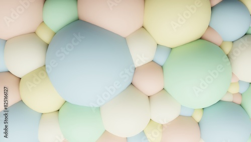 3D illustration of many balls crammed together with soft pastel colours.  photo