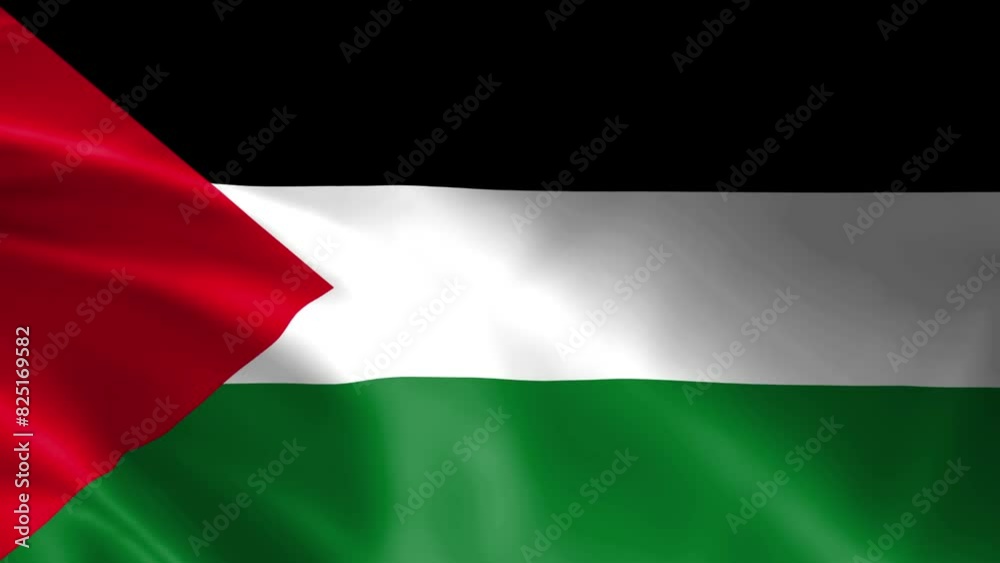 Palestinian flag fluttering in the wind. Detailed fabric texture. Palestinian flag fluttering in the wind. Detailed fabric texture.