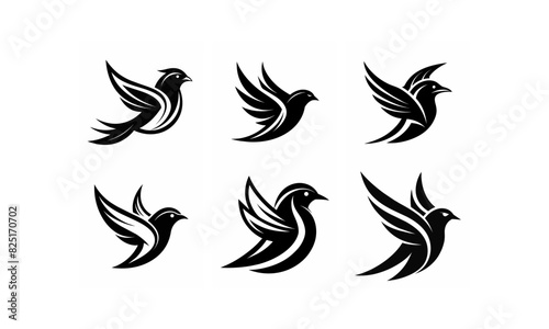 set of bird logo silhouette