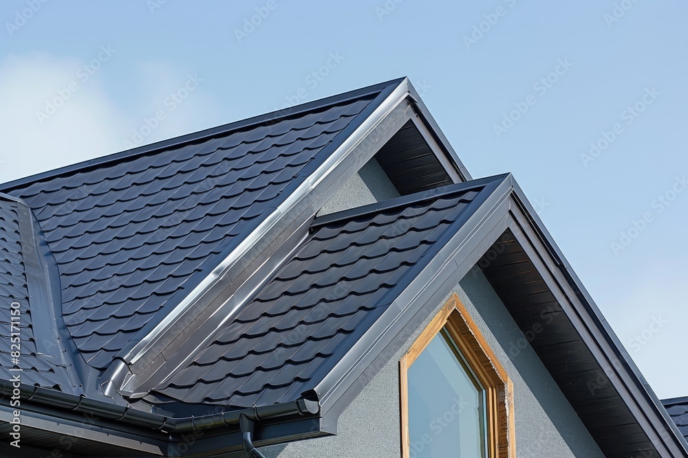 Fototapeta premium Shiny Metal Roof Under Blue Sky