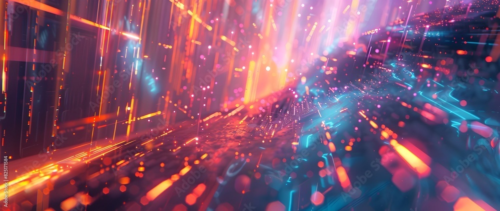 Captivating Cosmic Explosion of Vibrant Neon Lights and Glowing Sparks in a Futuristic Digital Landscape Captivating Cosmic Explosion of Vibrant Neon Lights and Glowing Sparks in a Futuristic Digital Landscape