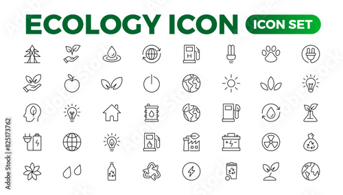 Eco friendly related thin line icon set in minimal style. Linear ecology icons. Environmental sustainability simple symbol