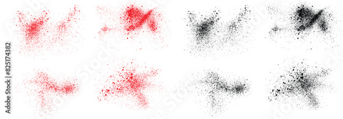 Brushstroke splash background. Vector set of black and red color blood splatter isolated background