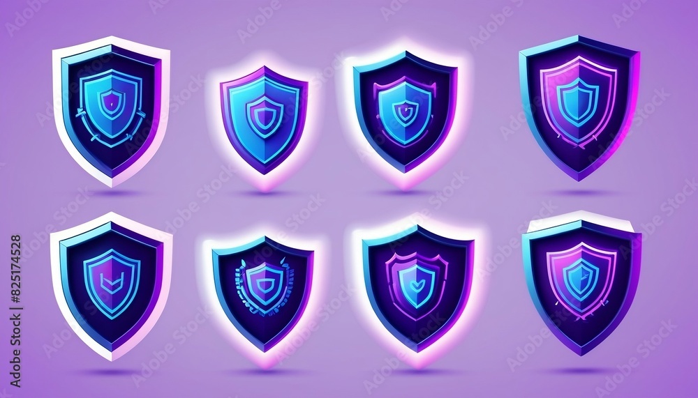 3d Insurance and assurance icon set. Neon insurance signs on security shield. Protect futuristic concept. Technology vector illustration created with generative ai 3d Insurance and assurance icon set. Neon insurance signs on security shield. Protect futuristic concept. Technology vector illustration created with generative ai