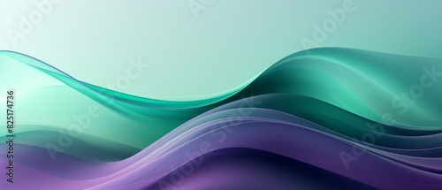 Green and purple abstract waves background with copy space,