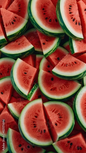 Backdrop of Stacked Watermelon Slices