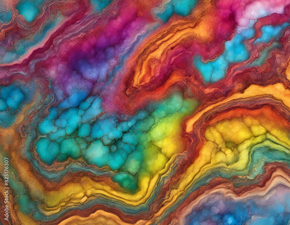 Rainbow colored, crackled marble background