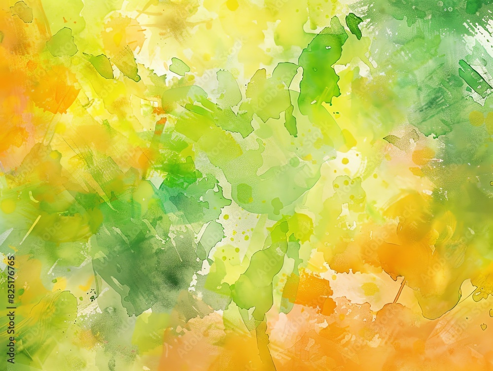 Vibrant watercolor texture with a splash of tropical colors, featuring greens, yellows, and oranges Vibrant watercolor texture with a splash of tropical colors, featuring greens, yellows, and oranges