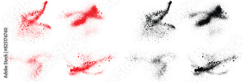 Abstract collection of black and red color blood grunge texture background. Hand drawn paint brush stroke texture