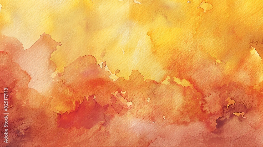Radiant watercolor texture with a gradient from fiery reds to golden yellows