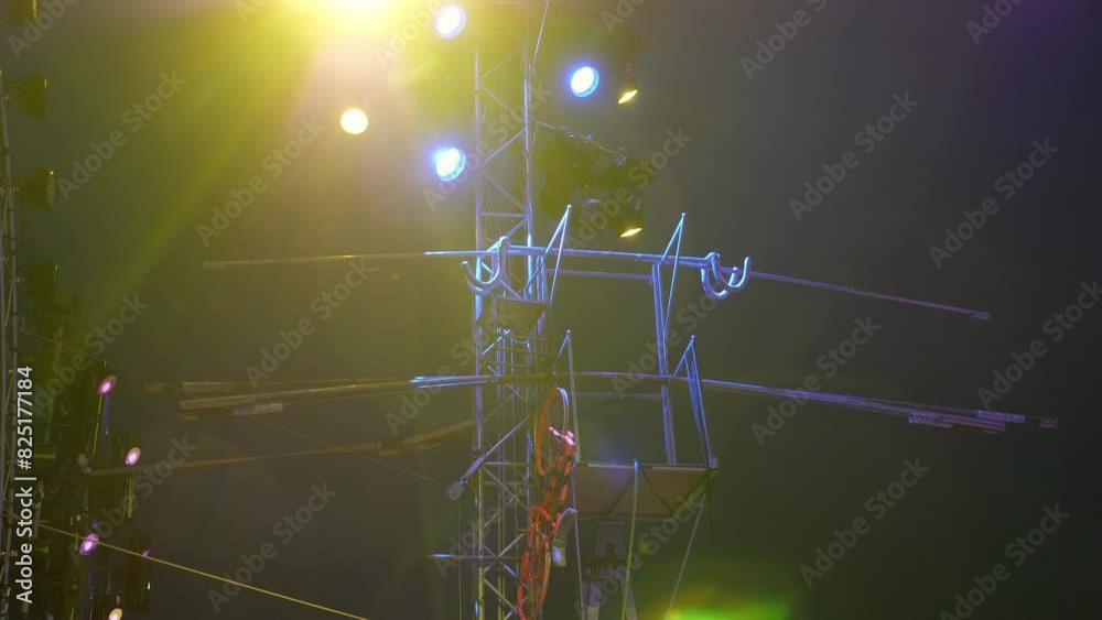 Tight Rope Playing Instruments Equipment for tightrope walkers in the circus before a performance ...