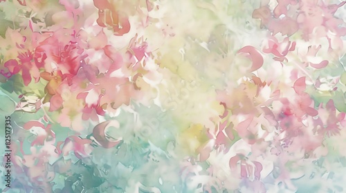 Watercolor texture with floral patterns, featuring pastel pinks and soft greens