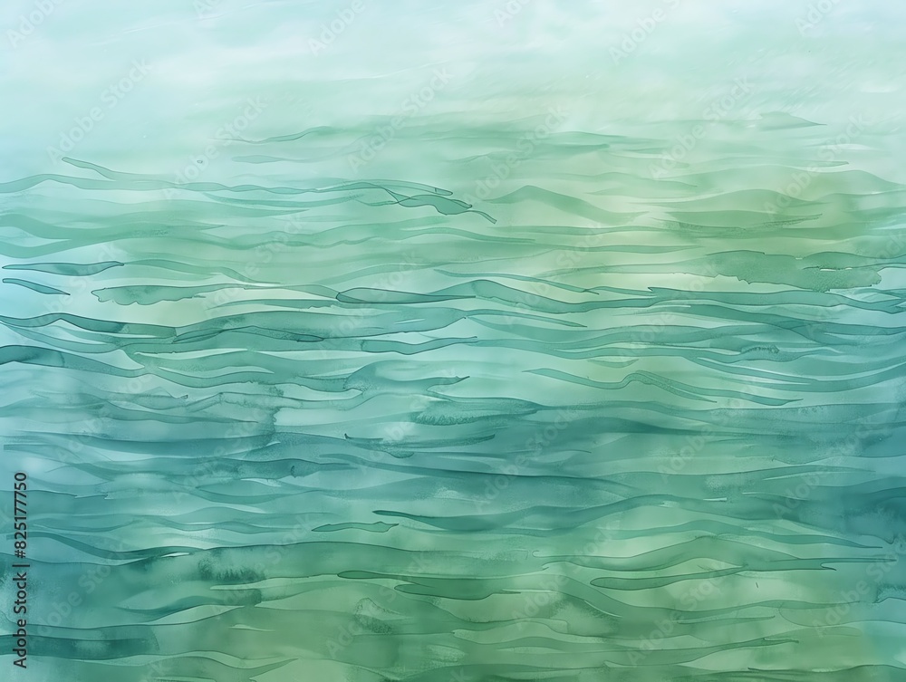 Watercolor texture with a smooth gradient of green and blue, resembling a calm sea