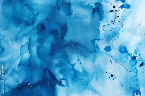 Blue watercolor background. Abstract backdrop.