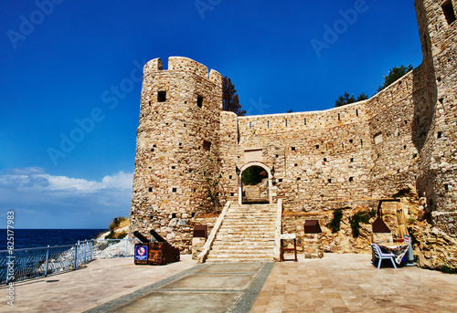 Kusadasi castle entrance on Guvercinada, aka pigeon island, Kusadasi, Turkey, Europe
