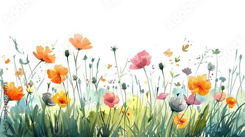 Pastel Watercolor Meadow A High Definition Clipart for Childrens Book Art © idea24Club