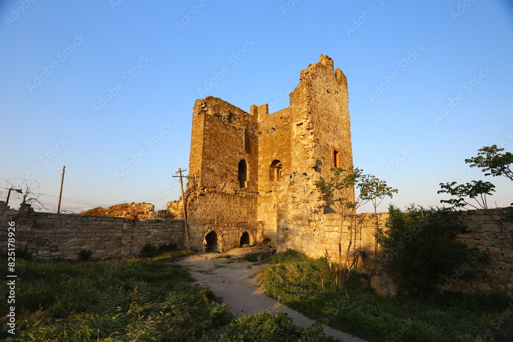 Beautiful old ruined castle in summer day. Beautiful old ruined castle in summer day.