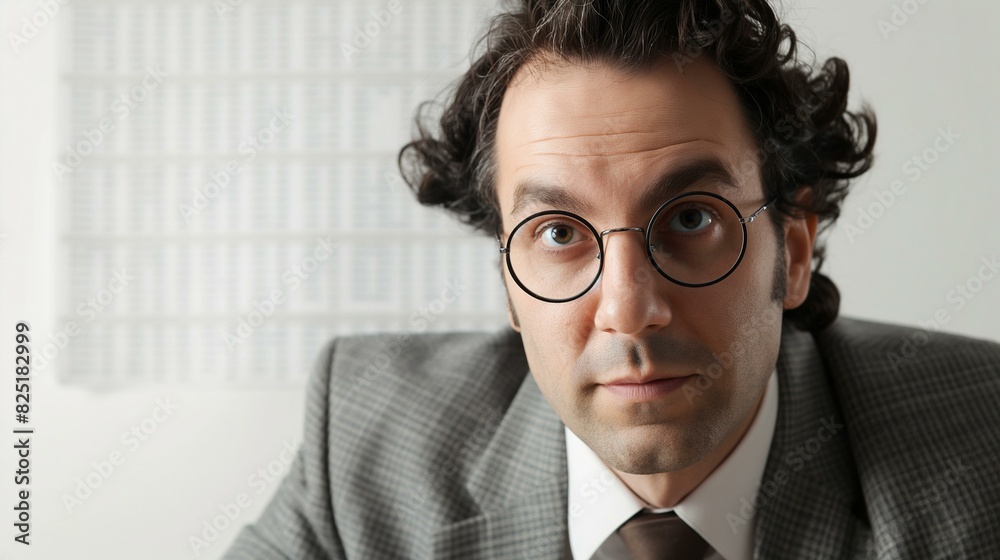 Portrait of a Businessman With Glasses in Office, Focused and Determined