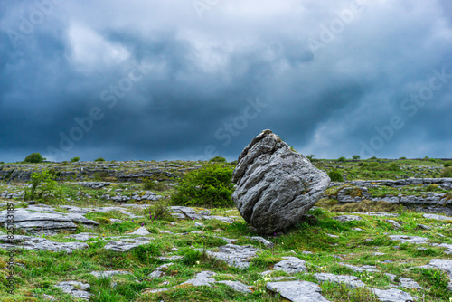 The Burren, limestone pavement in karstic geopark at county Clare, Ireland
