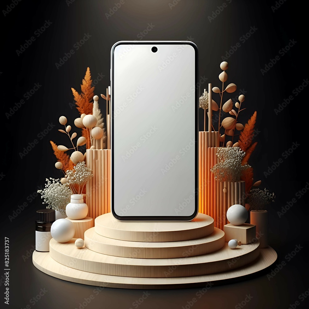 White realistic smartphone mockup .3d mobile phone with blank white ...