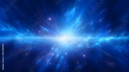 Digital blue glowing high energy plasma force field in space poster background © yonshan