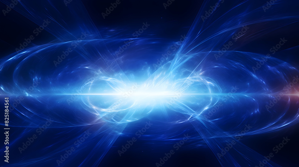 Digital blue glowing high energy plasma force field in space poster background