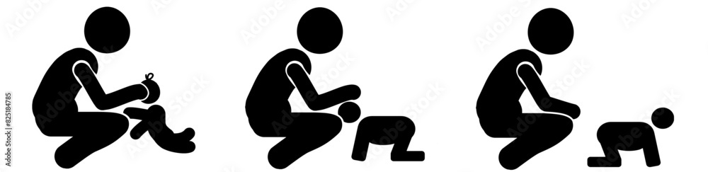 Collection of stick figures with different poses, human icon bambino ragazzino neonato Collection of stick figures with different poses, human icon bambino ragazzino neonato