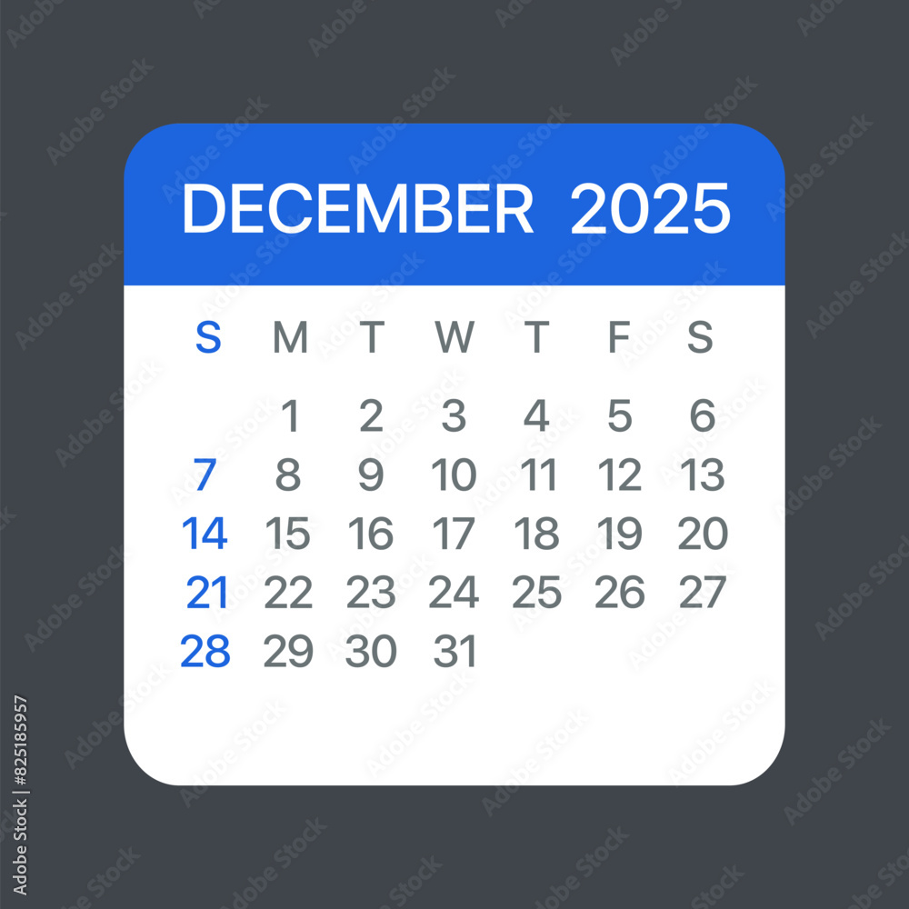 December 2025 Calendar Leaf - Vector template graphic Illustration December 2025 Calendar Leaf - Vector template graphic Illustration