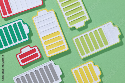 Battery charge indicator icons set