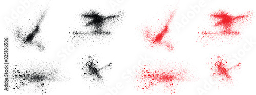 Hand-painted set of black and red color blood ink splatter. Grunge hand drawn paint brush illustration