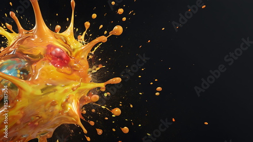 Artistic Fusion of Orange and Blue Paint, Showcasing Vibrant and Fluid Motion